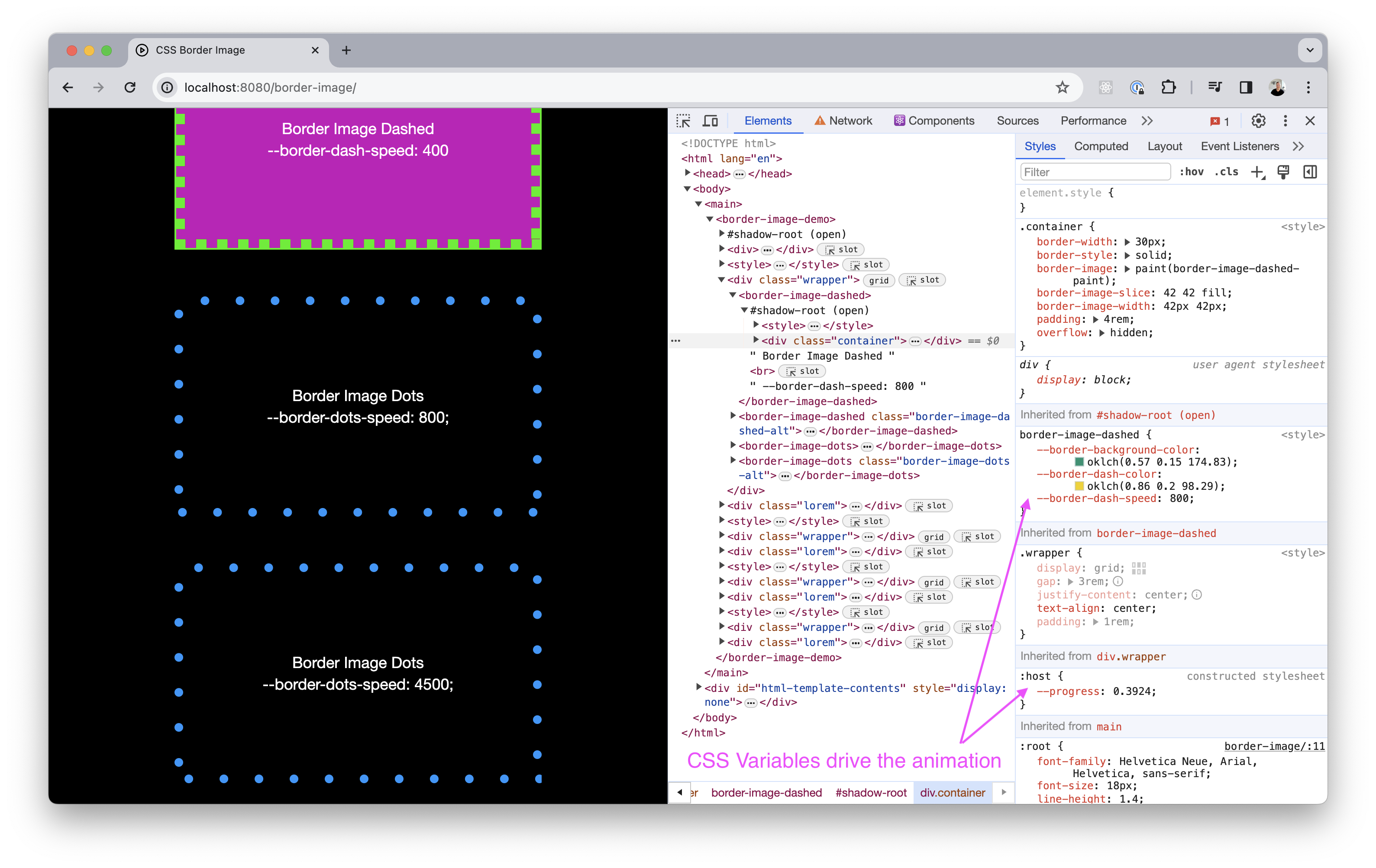 CSS Variables in Inspector